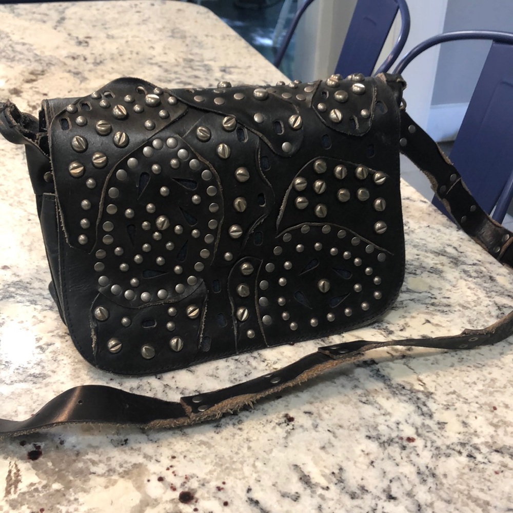 Patricia Nash Black Leather Studded Purse